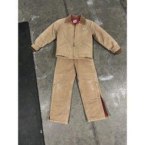 VTG. Carhartt Quilted Double Knee Brown Bib Overall Boys L *Read Description*